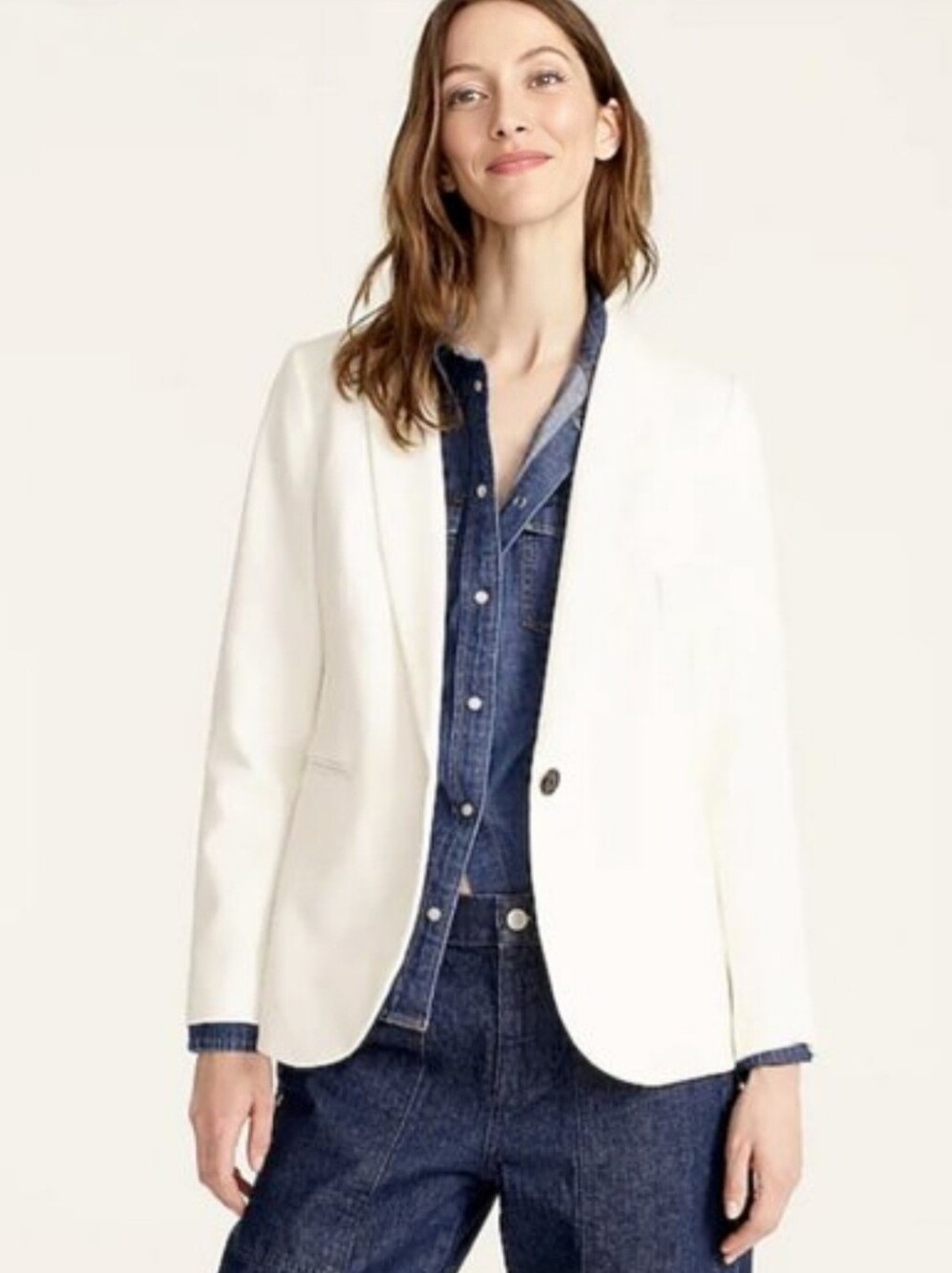 NWT J. Crew Parke Bi-stretch Blazer Jacket Womens 8P Ivory One Button #H6724